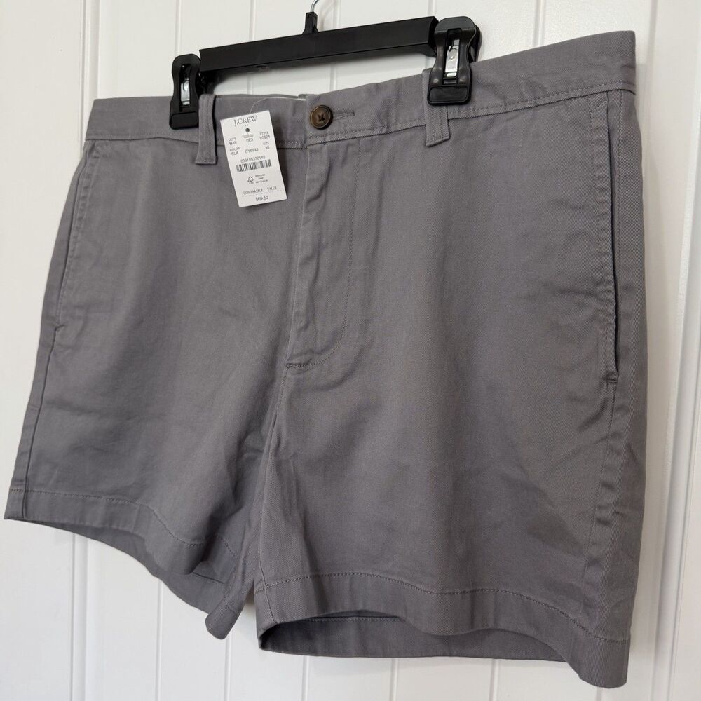 NEW J Crew Shorts Men’s 35 Slate Gray Chino 5 in Inseam Flat Front Casual Preppy